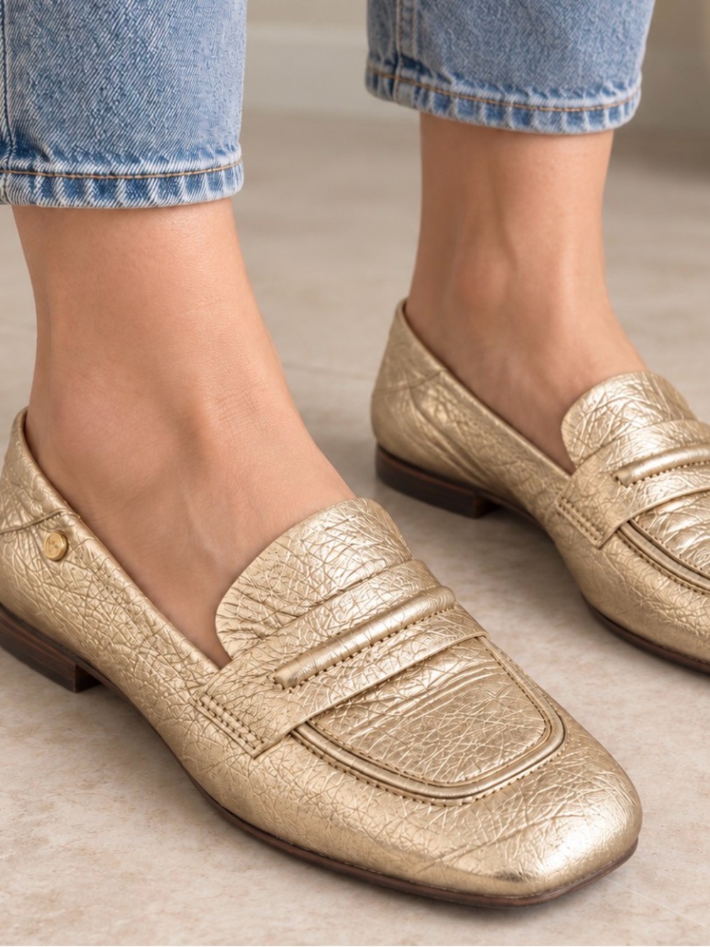 UGG Metallic Gold Penny Loafers for Women